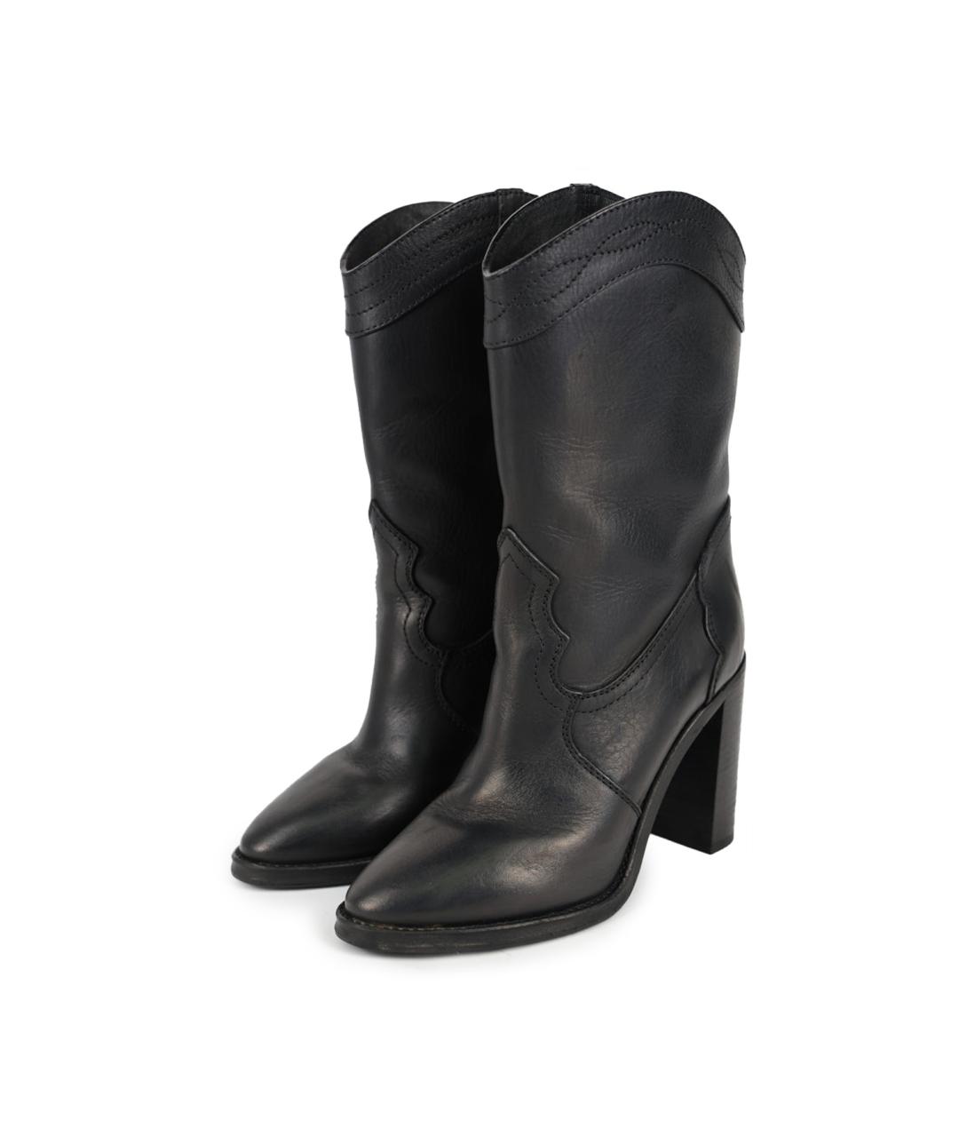 SAINT LAURENT Черные кожаные сапоги, фото 2
