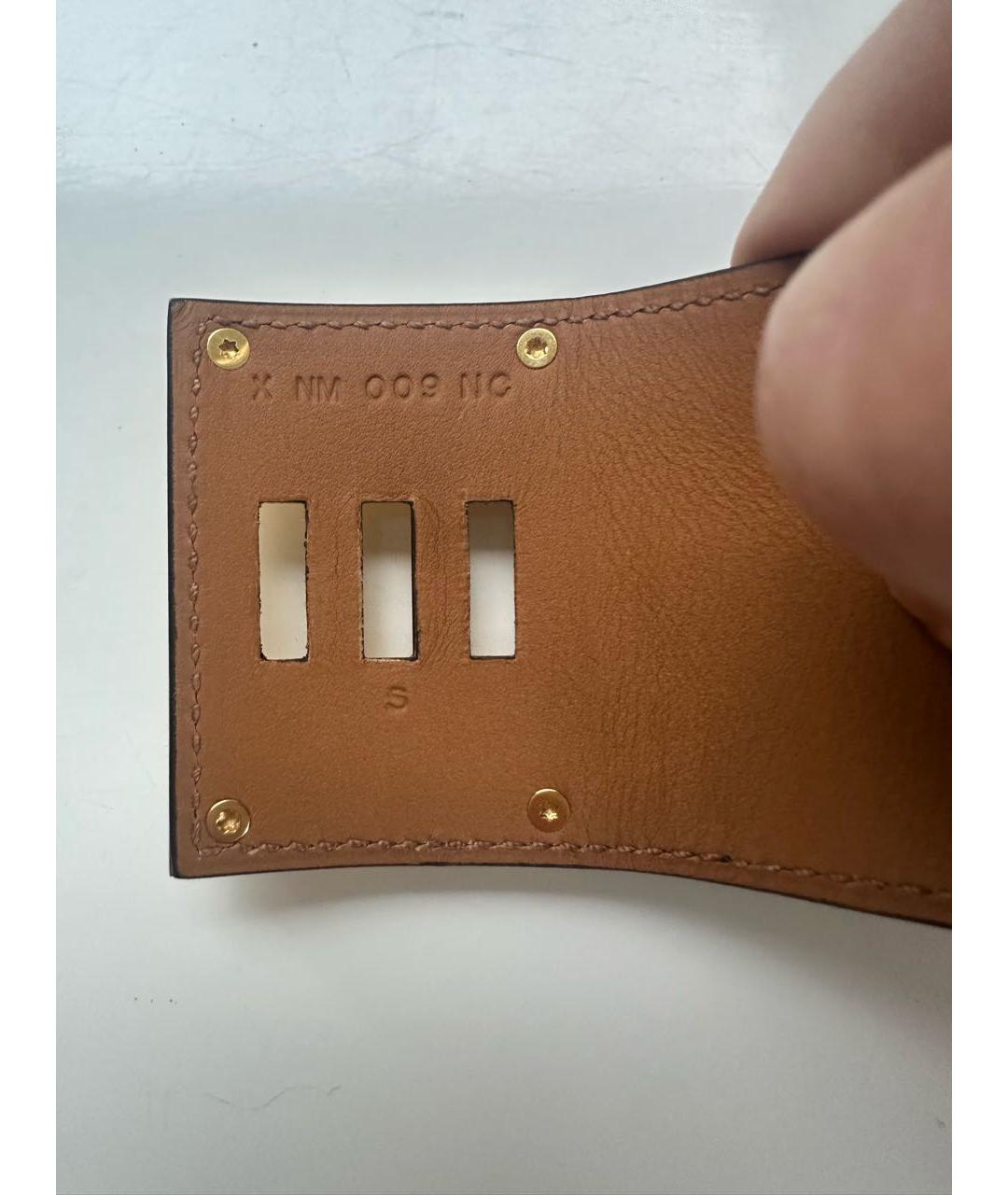 HERMES Черный кожаный браслет, фото 4