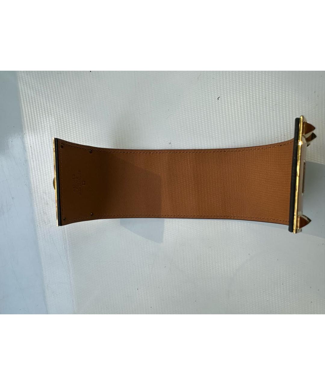 HERMES Черный кожаный браслет, фото 5