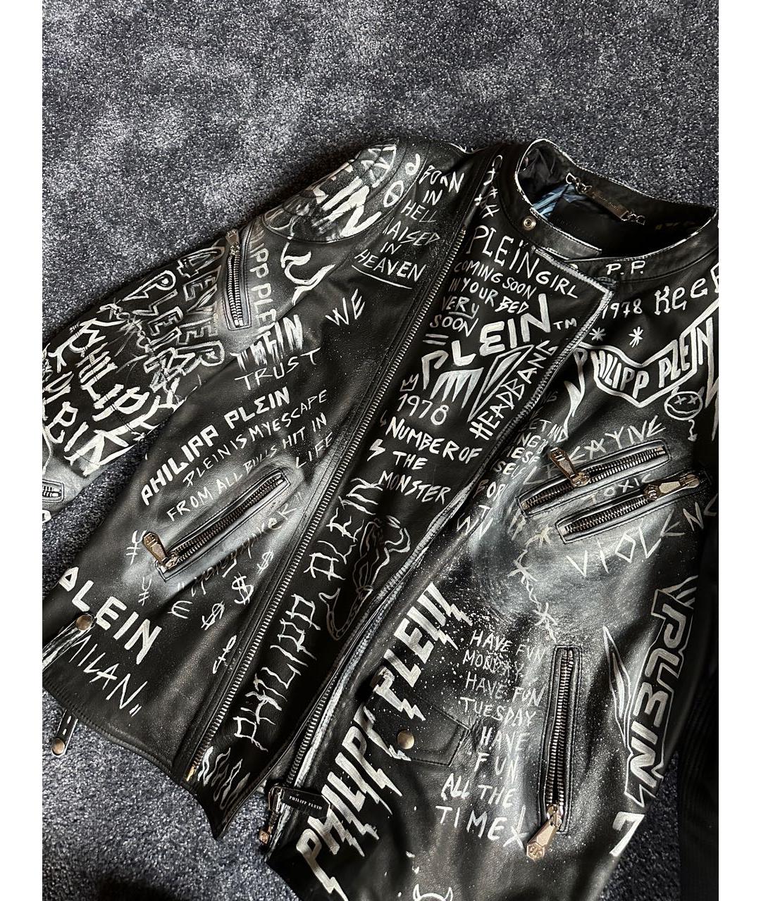 PHILIPP PLEIN Черная кожаная куртка, фото 4