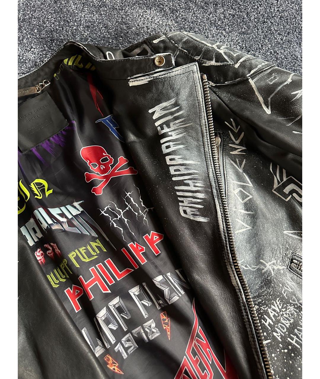PHILIPP PLEIN Черная кожаная куртка, фото 7