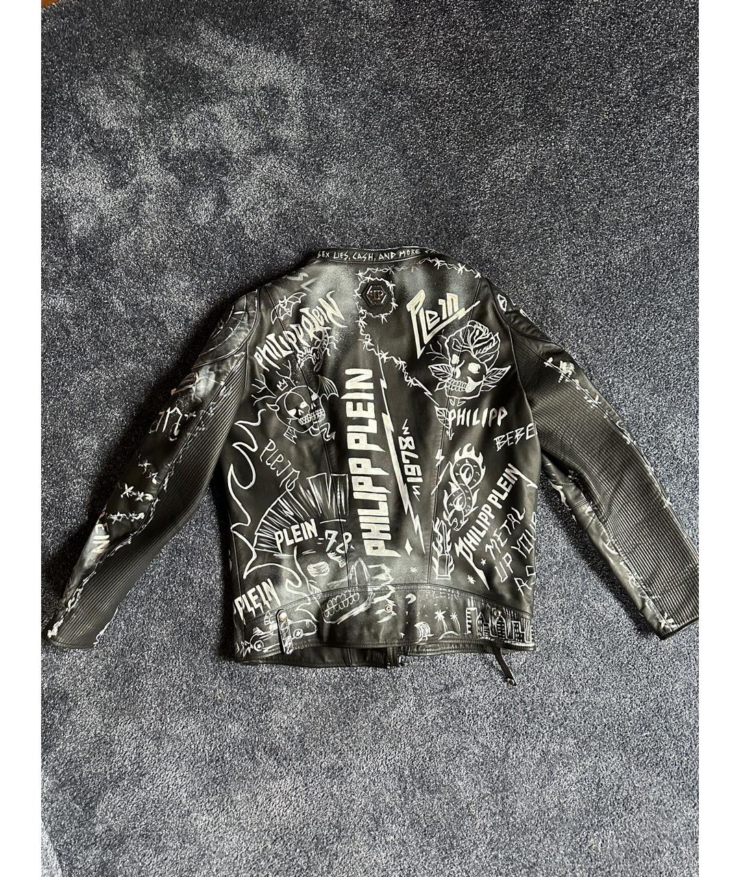 PHILIPP PLEIN Черная кожаная куртка, фото 2