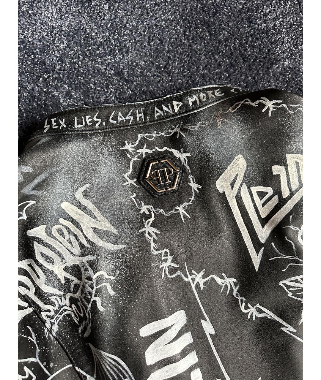 PHILIPP PLEIN Черная кожаная куртка, фото 3