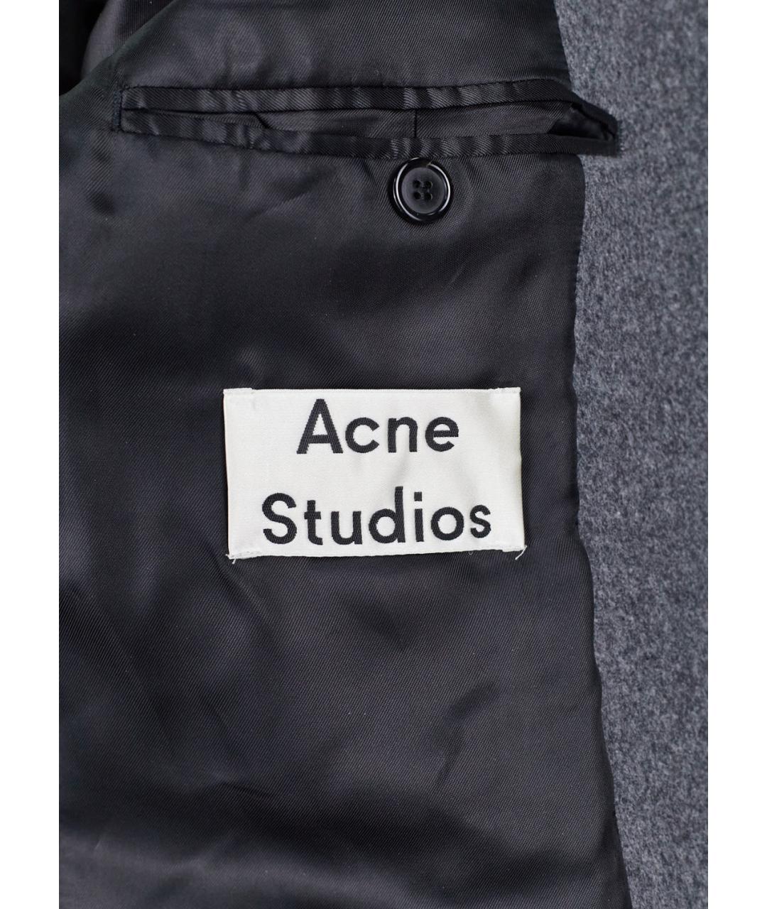 ACNE STUDIOS Серое шерстяное пальто, фото 3