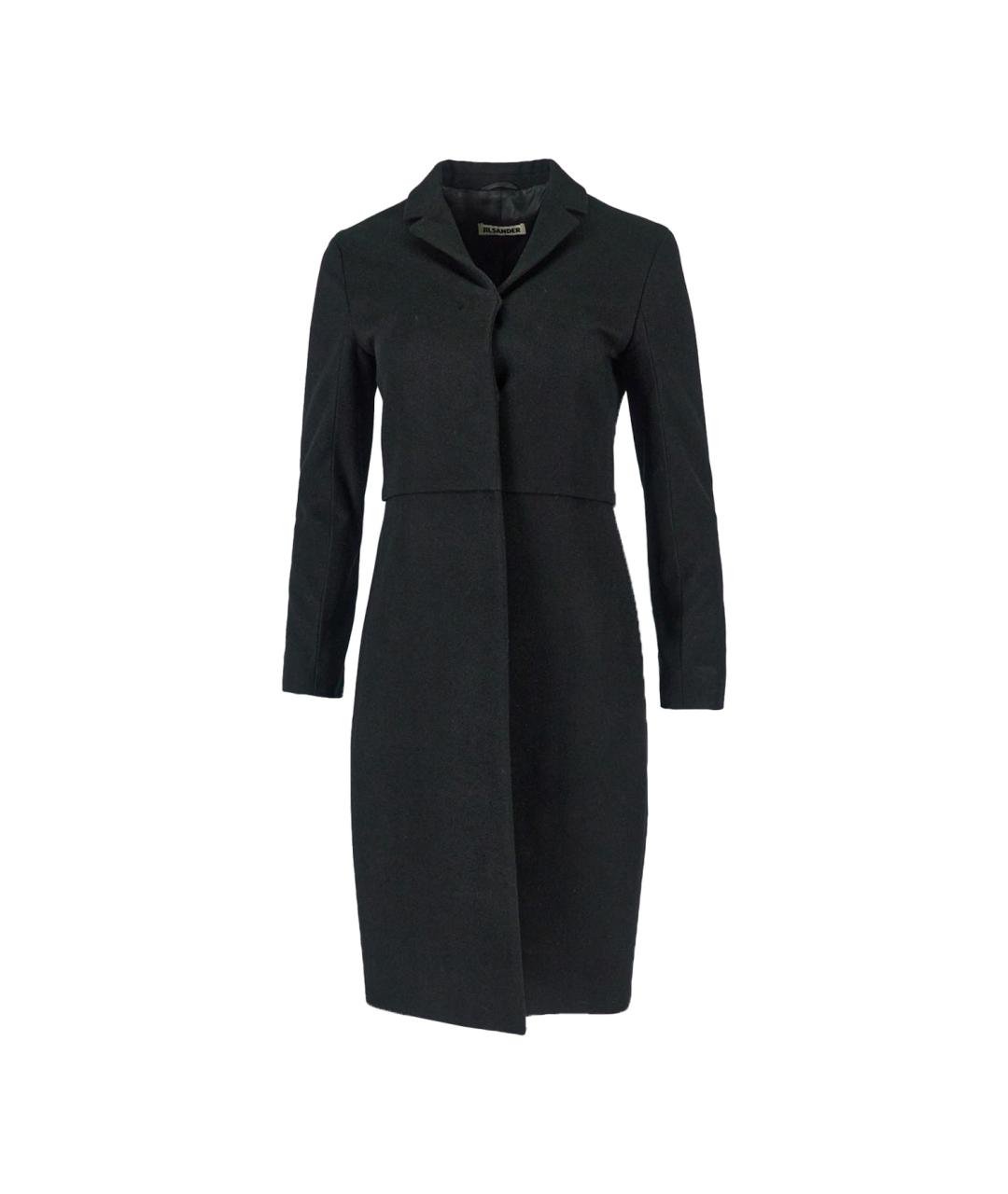 JIL SANDER Черное шерстяное пальто, фото 1