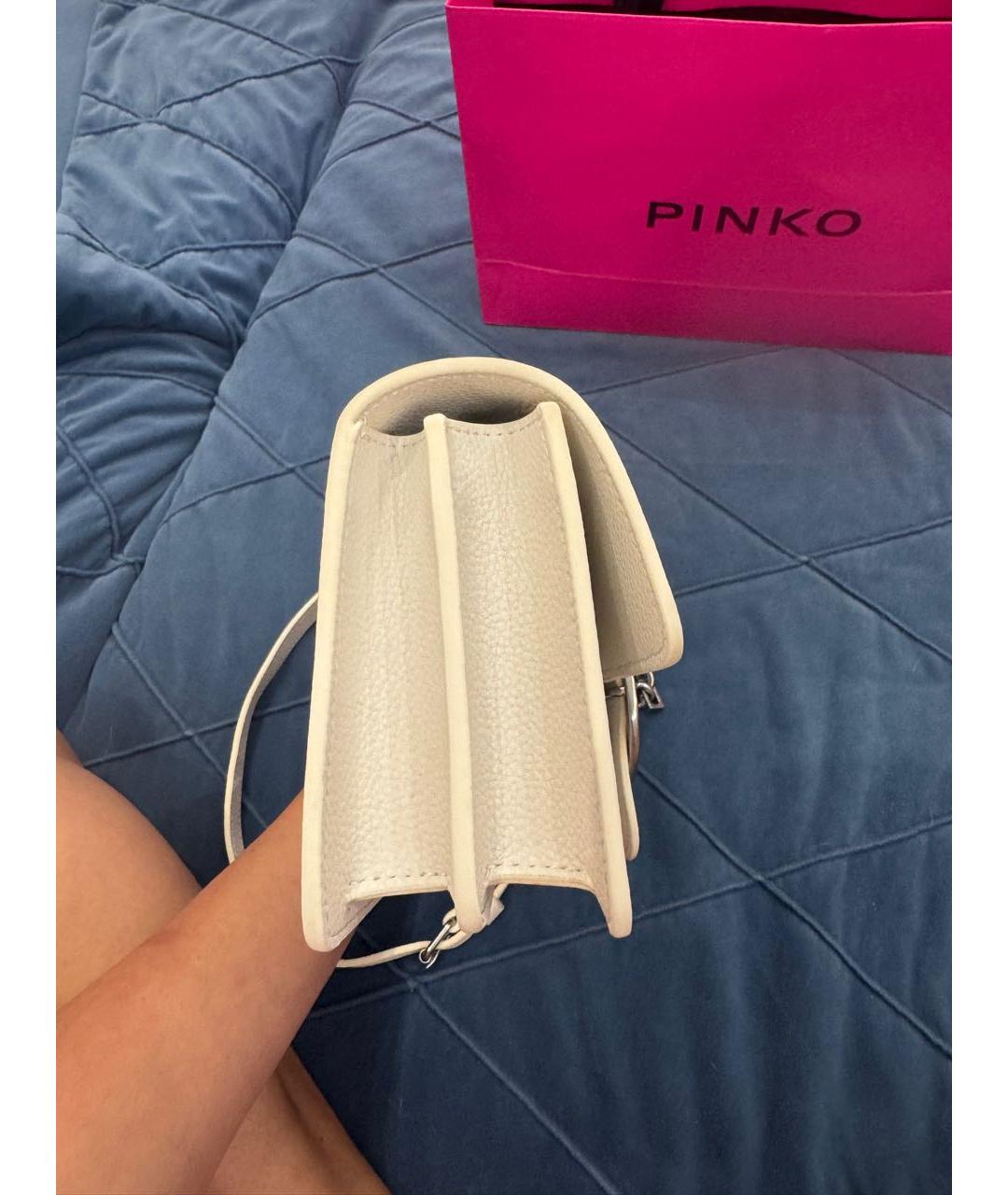 PINKO Белая кожаная сумка через плечо, фото 7