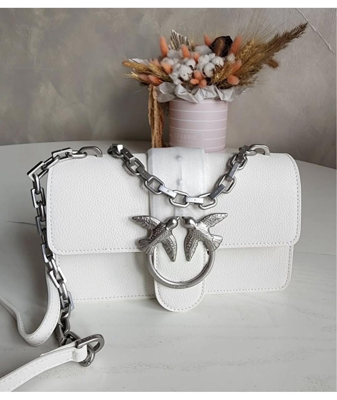 PINKO Белая кожаная сумка через плечо, фото 9