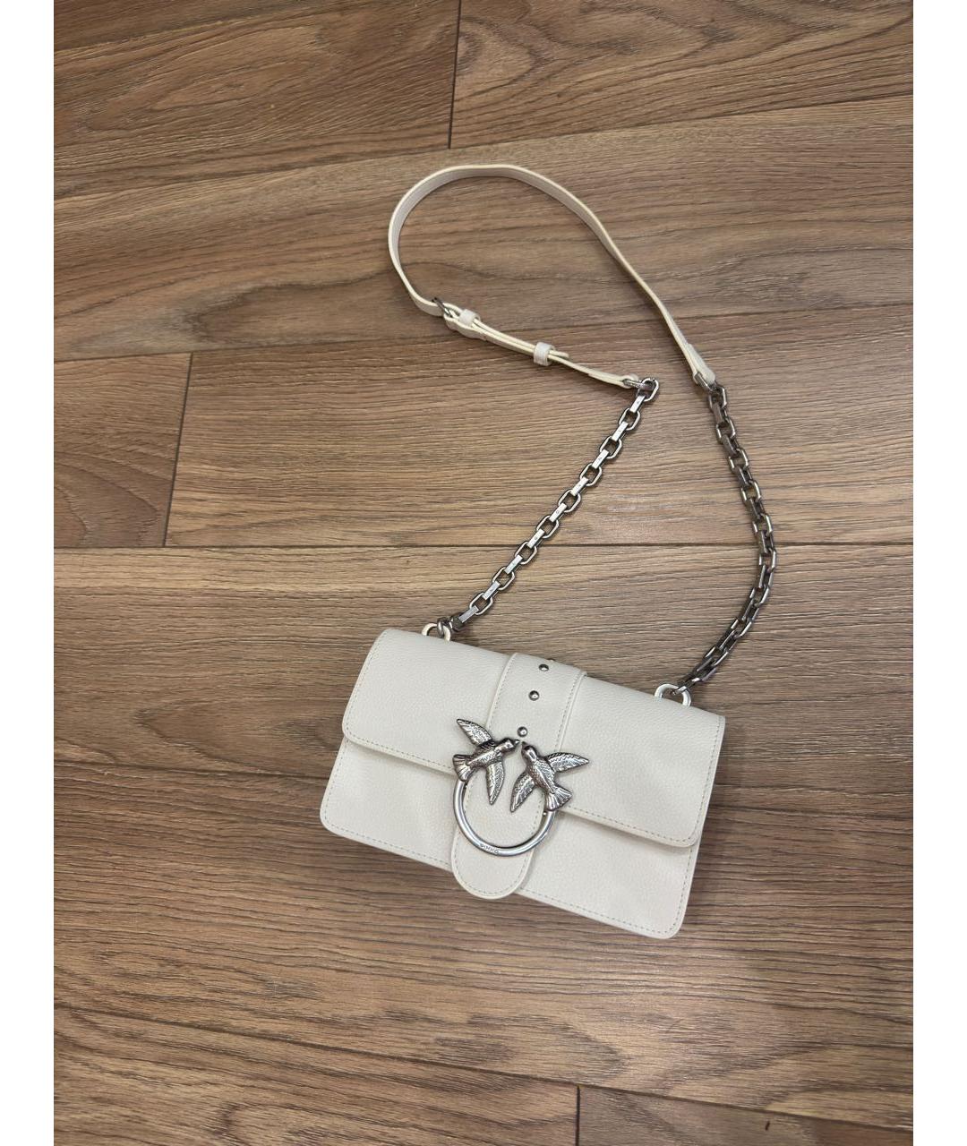 PINKO Белая кожаная сумка через плечо, фото 5