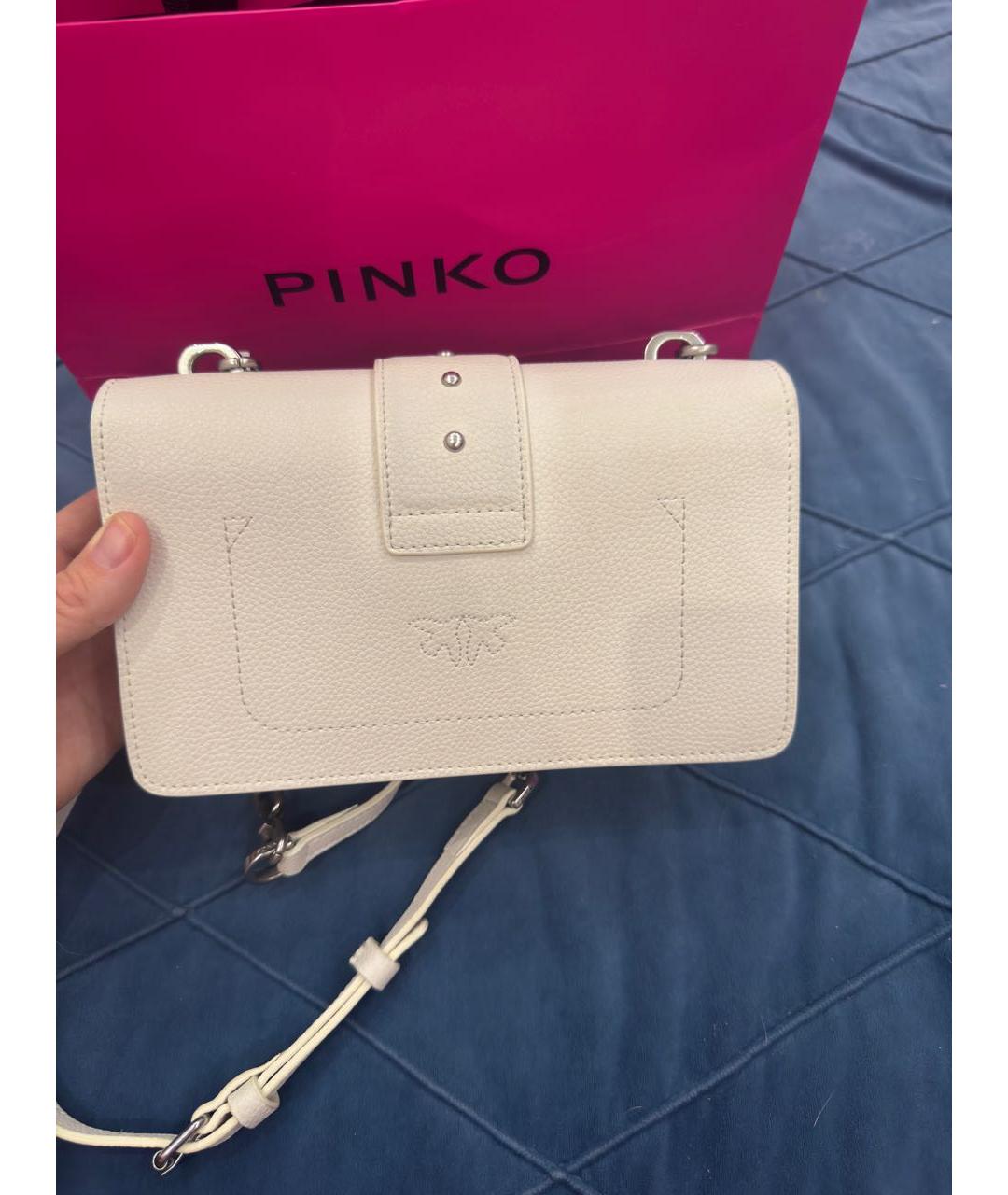 PINKO Белая кожаная сумка через плечо, фото 3