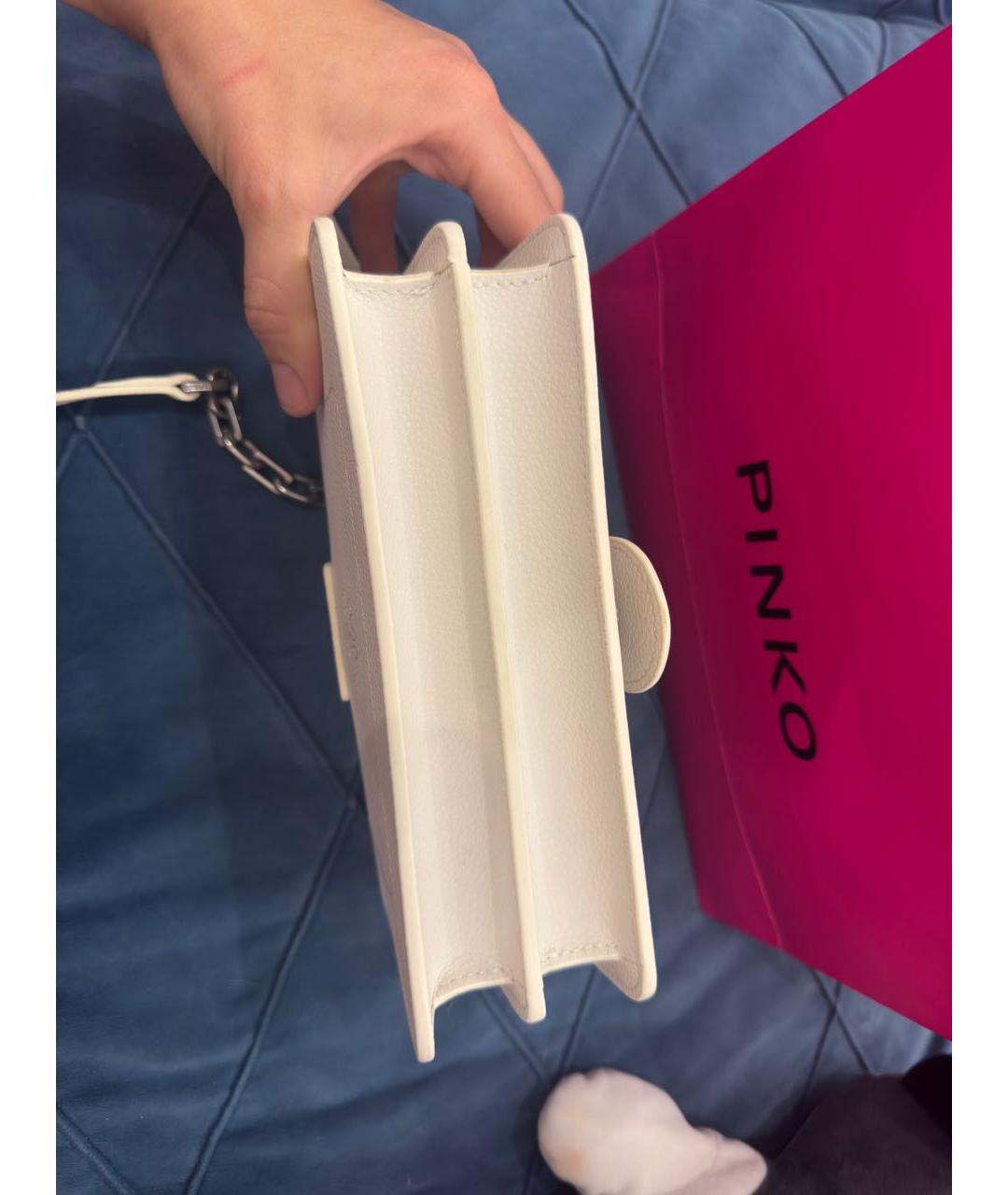 PINKO Белая кожаная сумка через плечо, фото 8