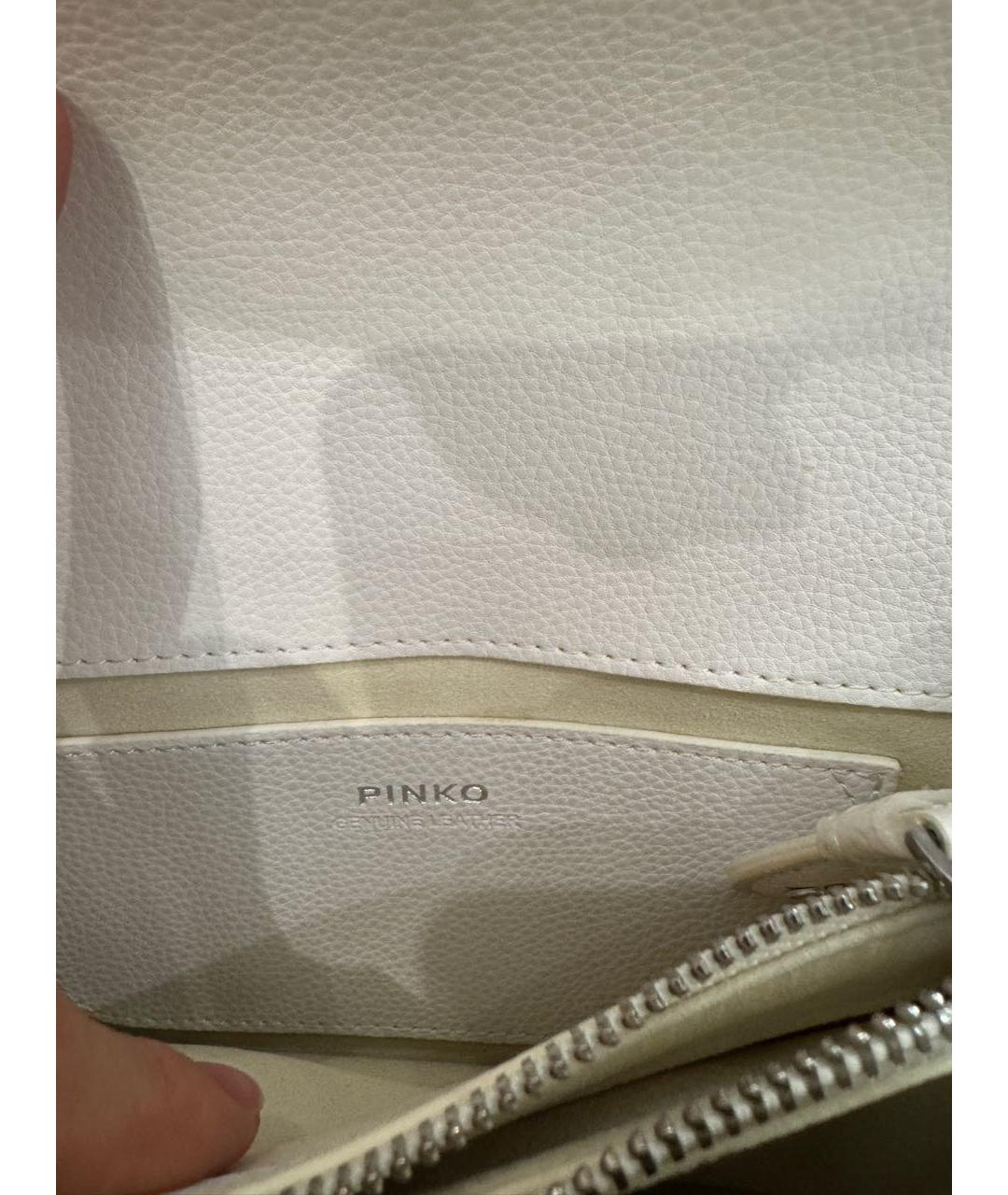 PINKO Белая кожаная сумка через плечо, фото 4