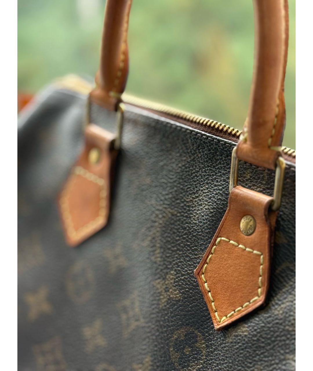 LOUIS VUITTON Коричневая кожаная сумка с короткими ручками, фото 7