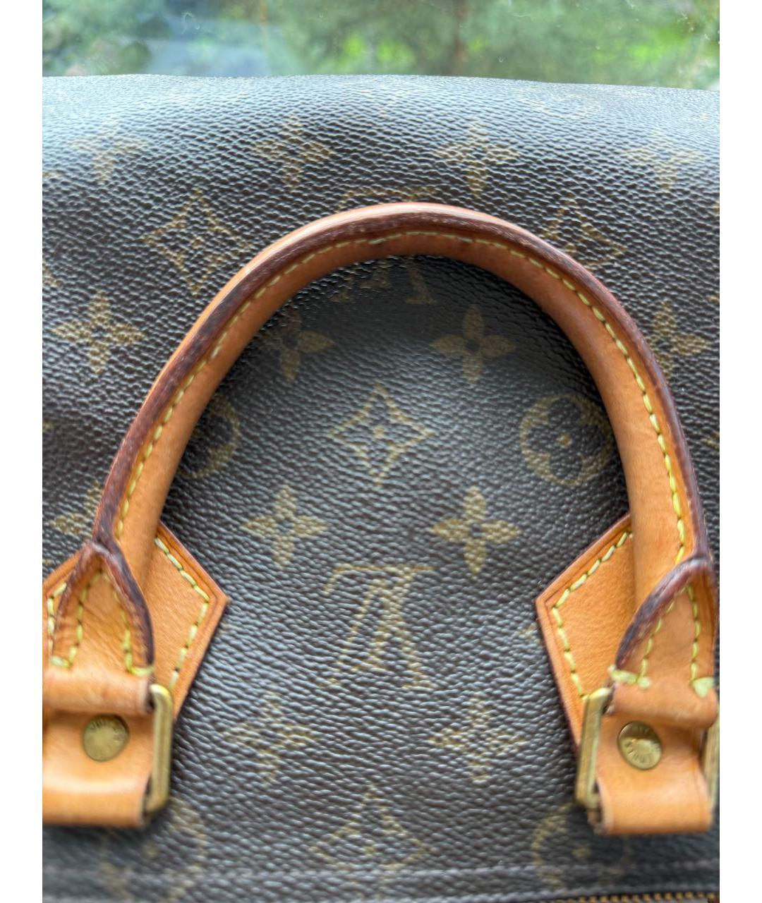 LOUIS VUITTON Коричневая кожаная сумка с короткими ручками, фото 6