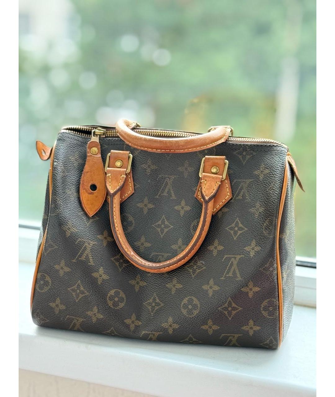 LOUIS VUITTON Коричневая кожаная сумка с короткими ручками, фото 3