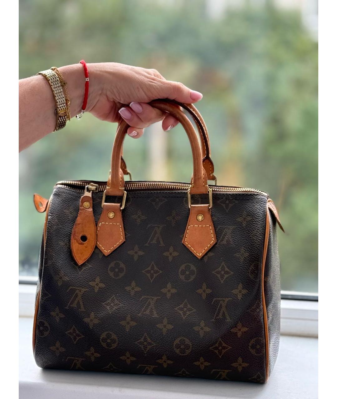 LOUIS VUITTON Коричневая кожаная сумка с короткими ручками, фото 2