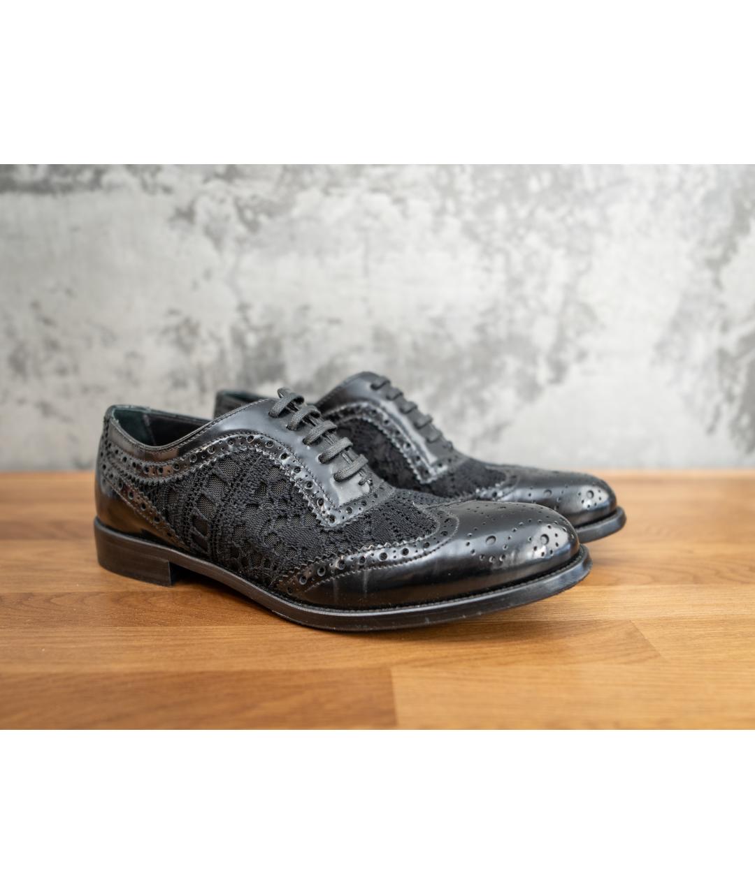 DOLCE&GABBANA Черные кожаные брогги и оксфорды, фото 3