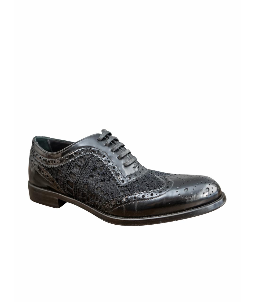 DOLCE&GABBANA Черные кожаные брогги и оксфорды, фото 1