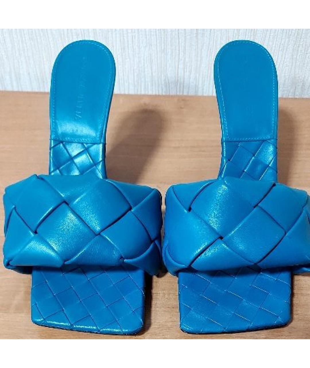 BOTTEGA VENETA Синие кожаные мюли, фото 7
