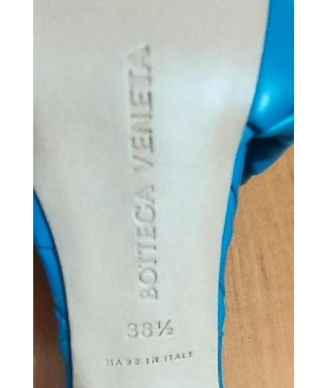 BOTTEGA VENETA Синие кожаные мюли, фото 5