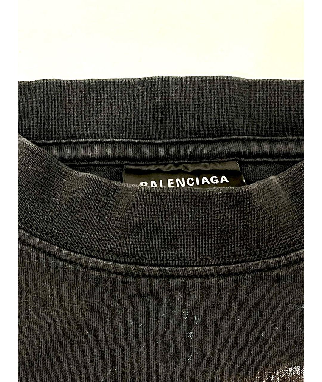 BALENCIAGA Черная хлопковая футболка, фото 3