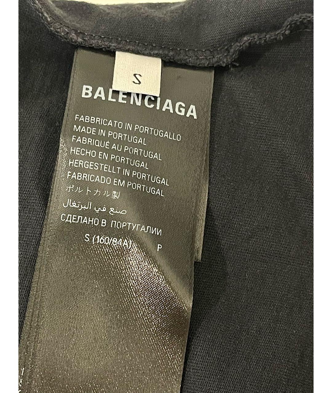 BALENCIAGA Черная хлопковая футболка, фото 7