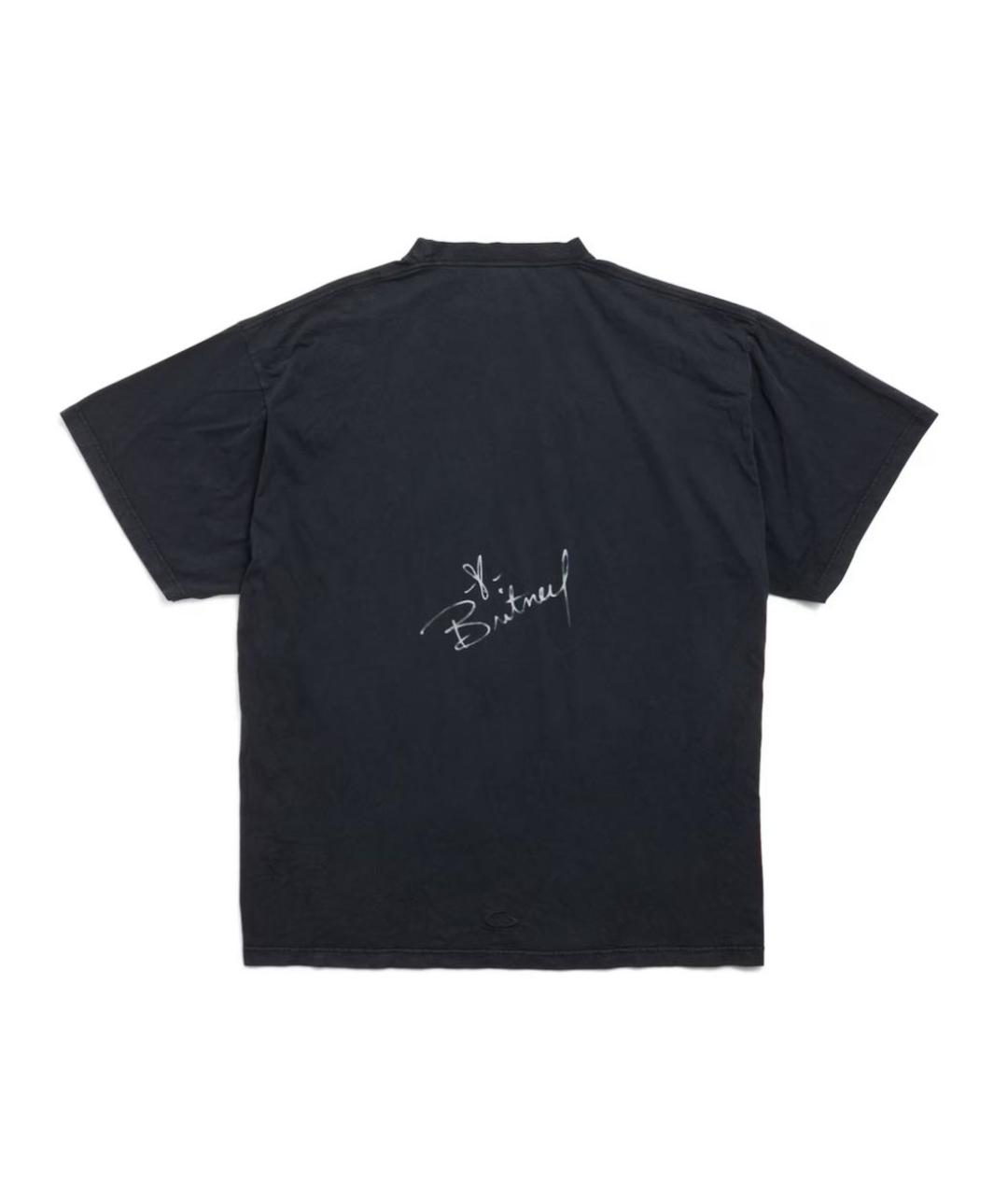 BALENCIAGA Черная хлопковая футболка, фото 2