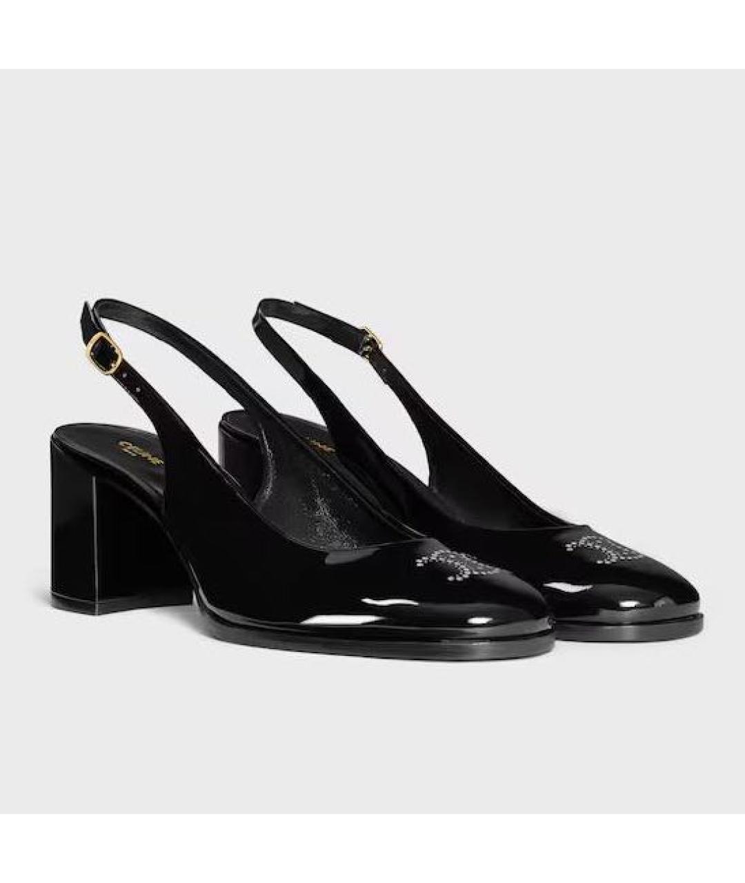 CELINE Черные босоножки из лакированной кожи, фото 2