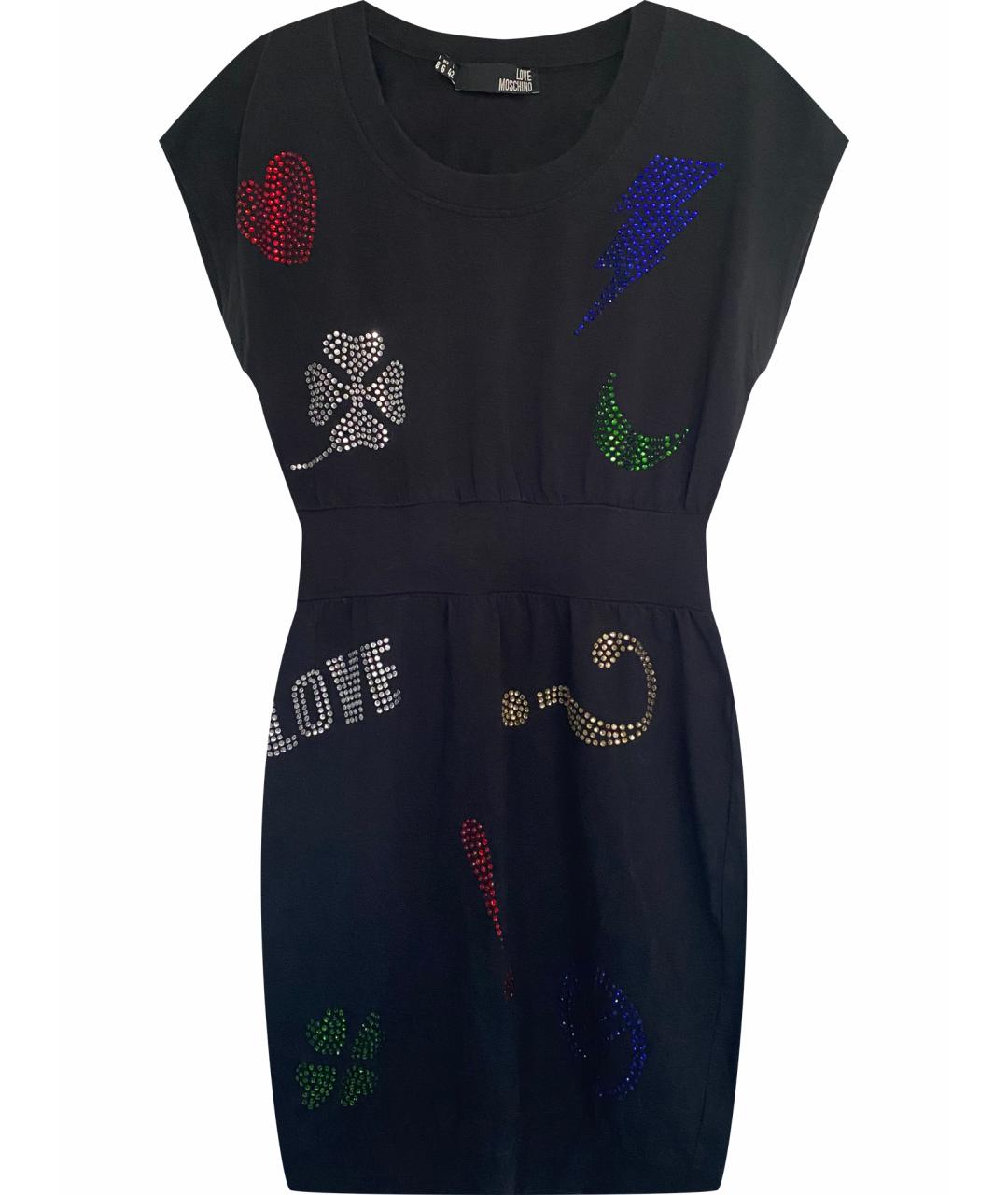 LOVE MOSCHINO Черное хлопковое повседневное платье, фото 1
