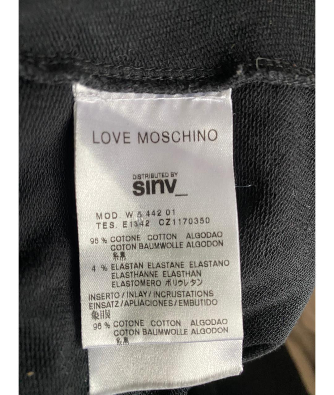 LOVE MOSCHINO Черное хлопковое повседневное платье, фото 8