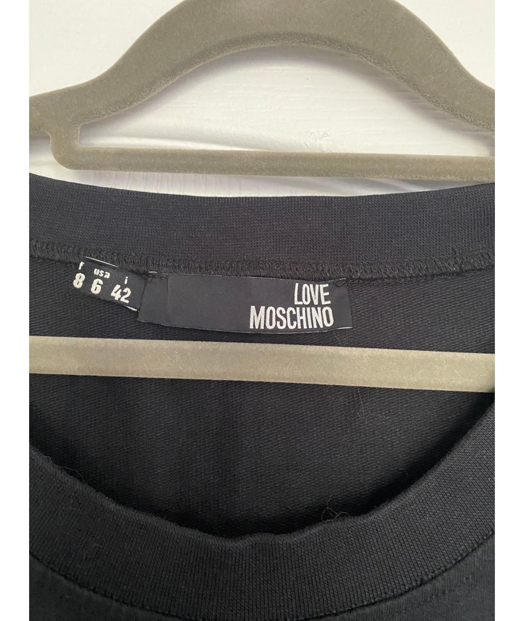 LOVE MOSCHINO Черное хлопковое повседневное платье, фото 7