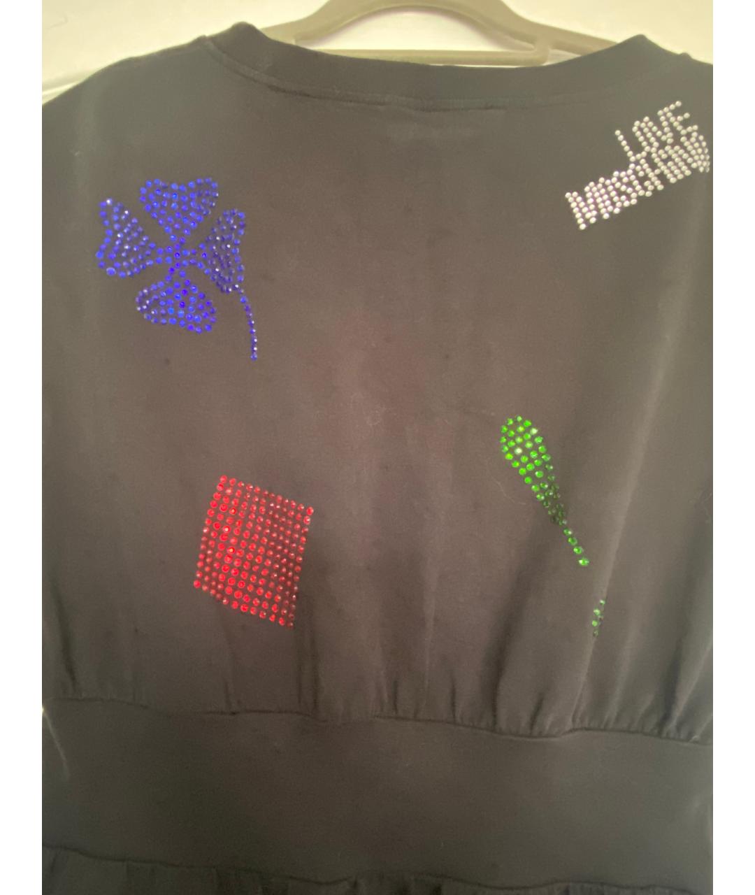 LOVE MOSCHINO Черное хлопковое повседневное платье, фото 4