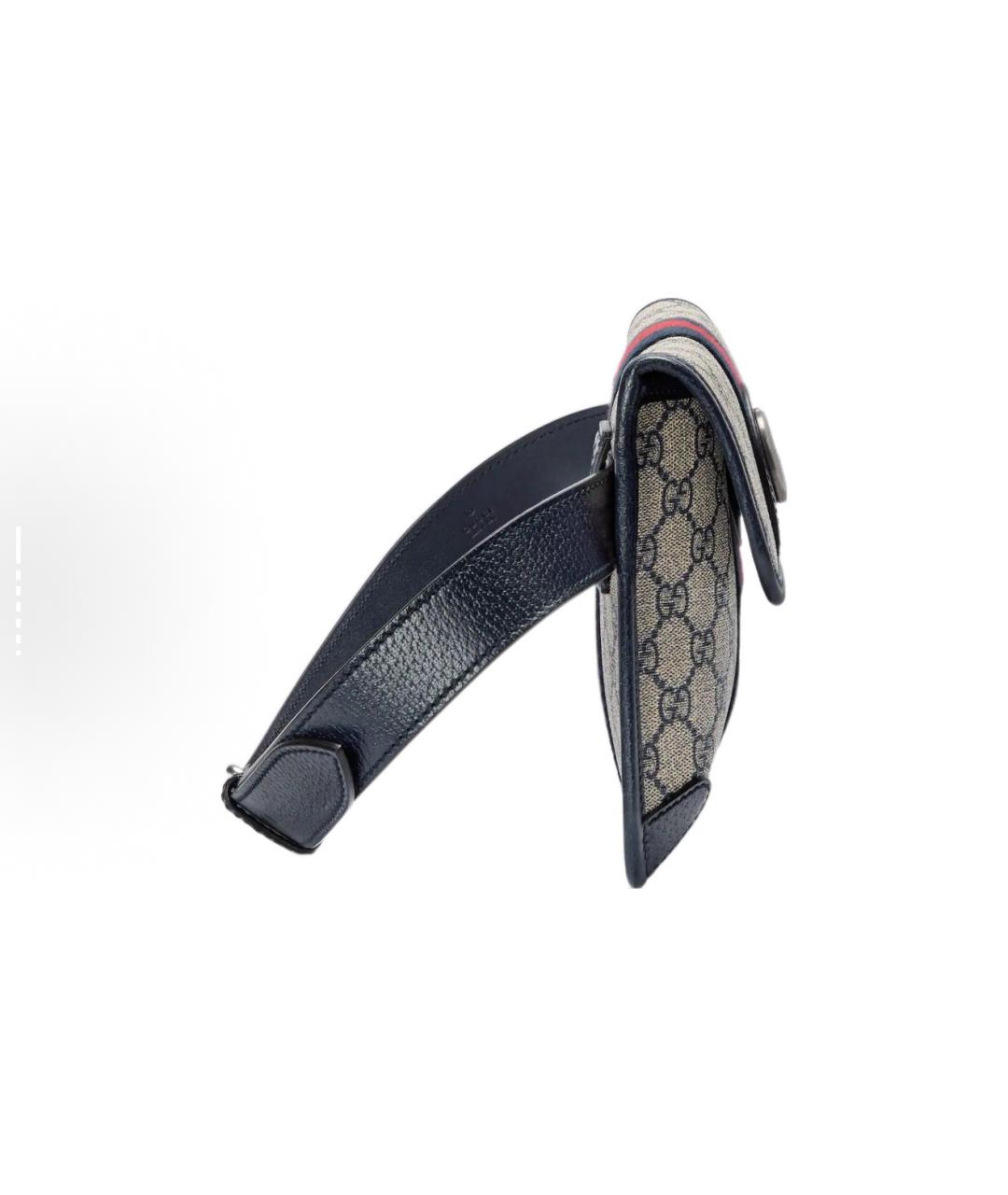 GUCCI Синяя тканевая поясная сумка, фото 4