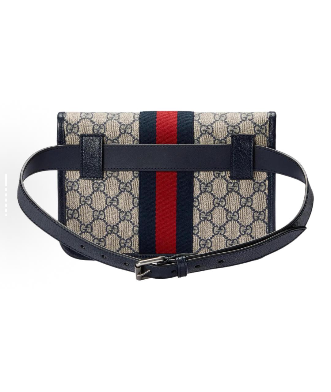 GUCCI Синяя тканевая поясная сумка, фото 2
