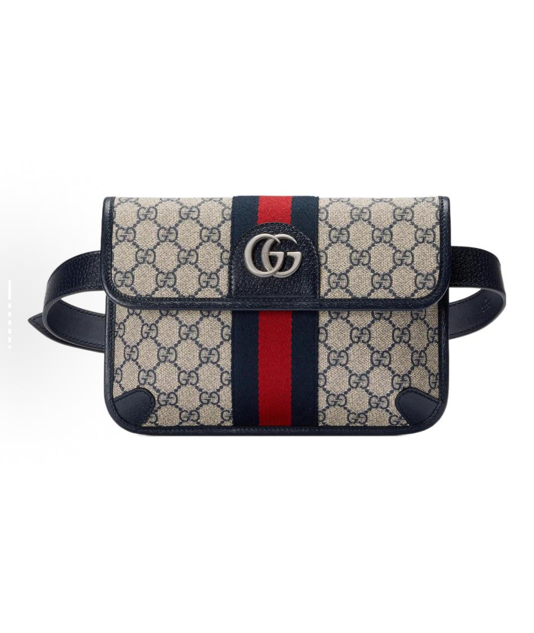 GUCCI Синяя тканевая поясная сумка, фото 5