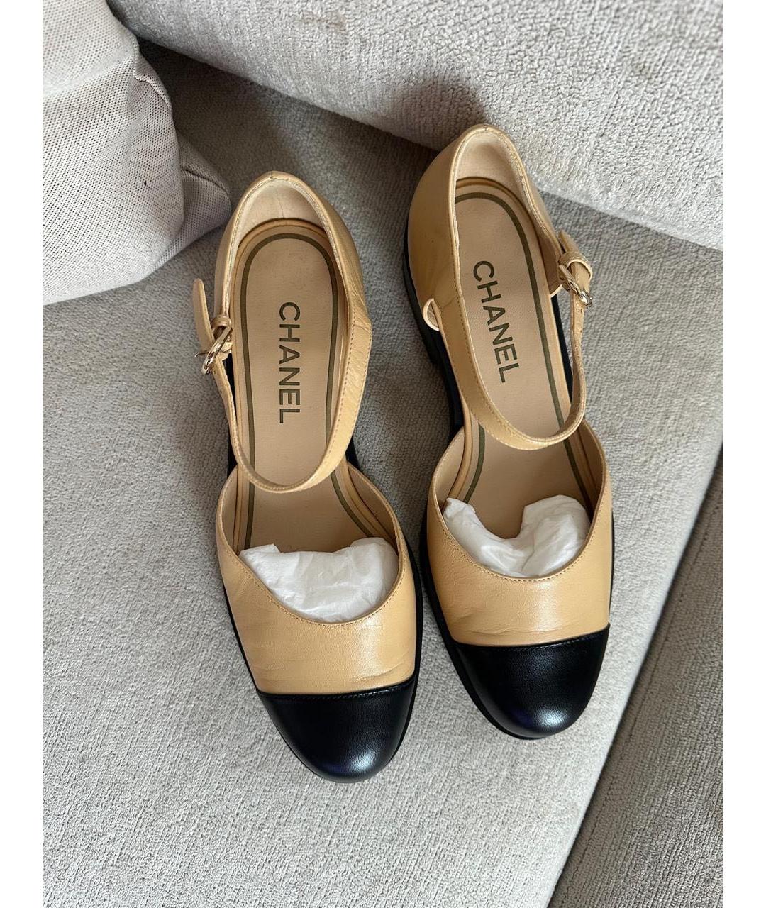 CHANEL Бежевые кожаные балетки, фото 4