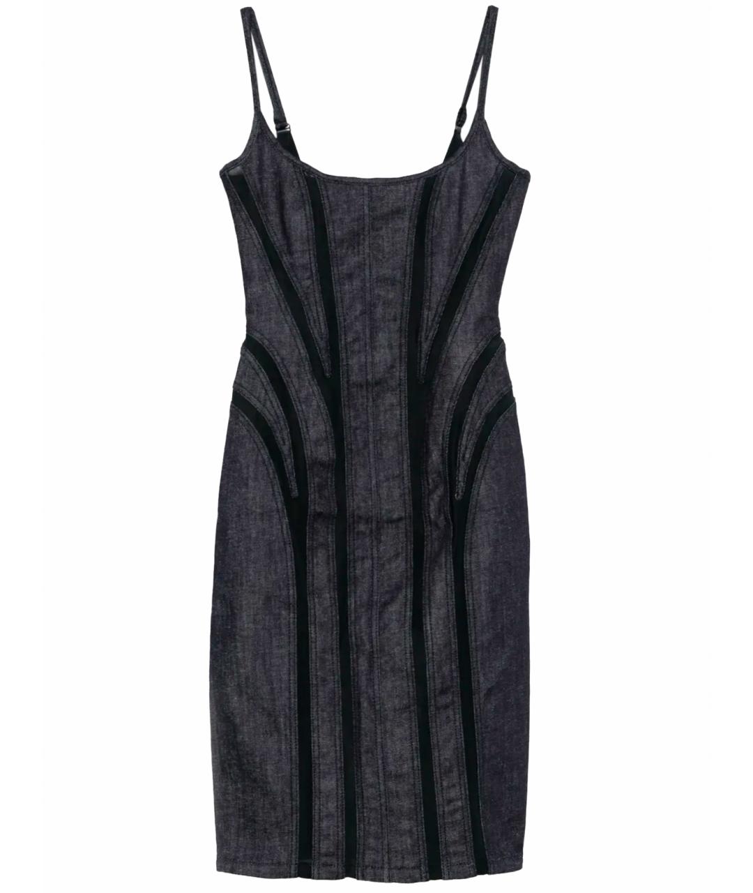 MUGLER Темно-синее деним коктейльное платье, фото 1