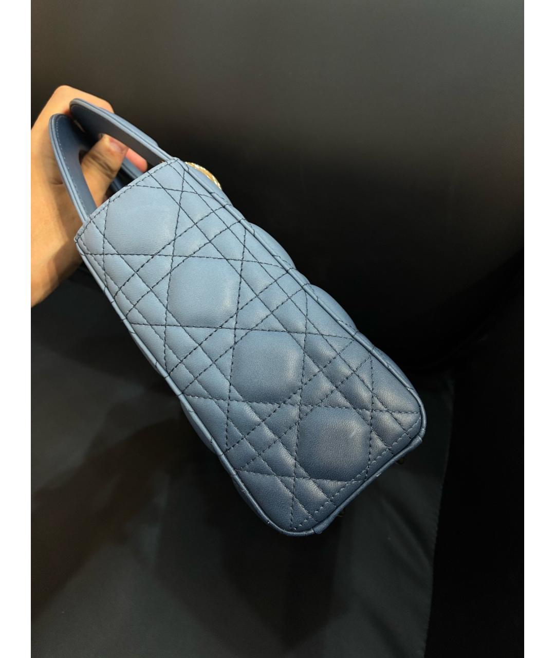 DIOR HOMME Голубая кожаная сумка тоут, фото 4