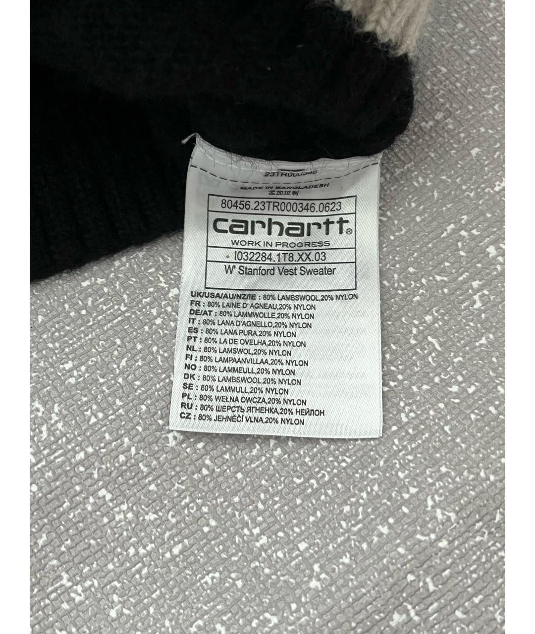 CARHARTT WIP Черная шерстяная жилетка, фото 6