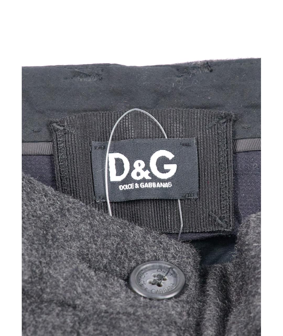DOLCE&GABBANA Серые шерстяные брюки широкие, фото 4
