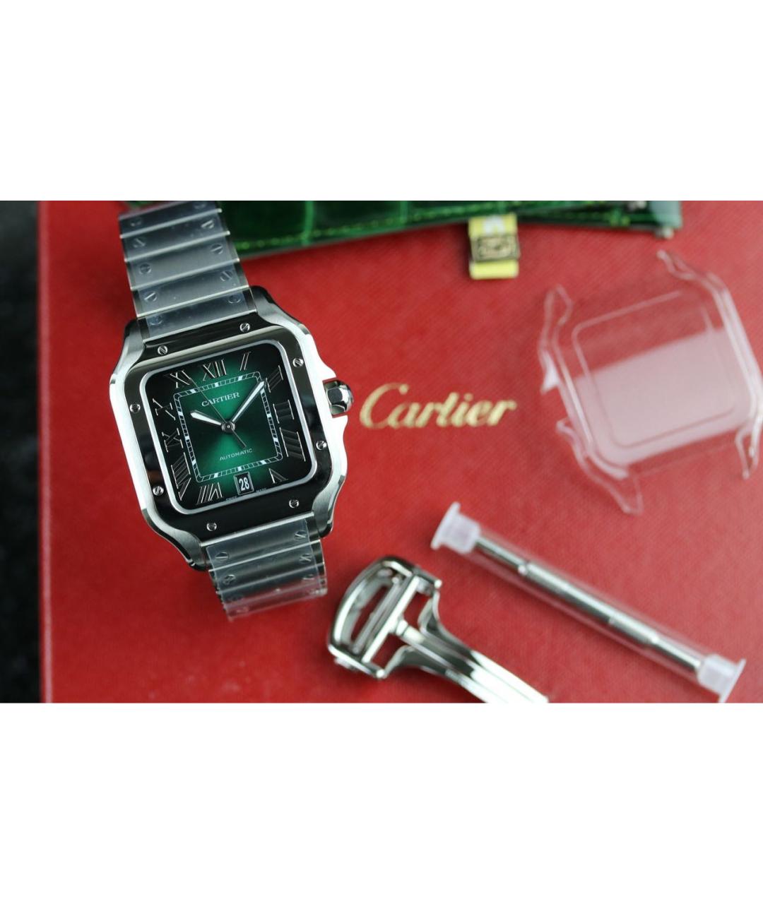 CARTIER Зеленые стальные часы, фото 7
