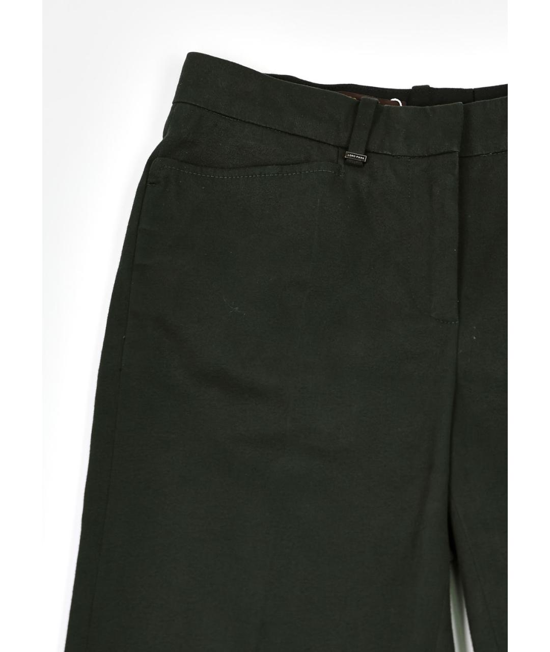 LORO PIANA Зеленые хлопко-эластановые прямые брюки, фото 5