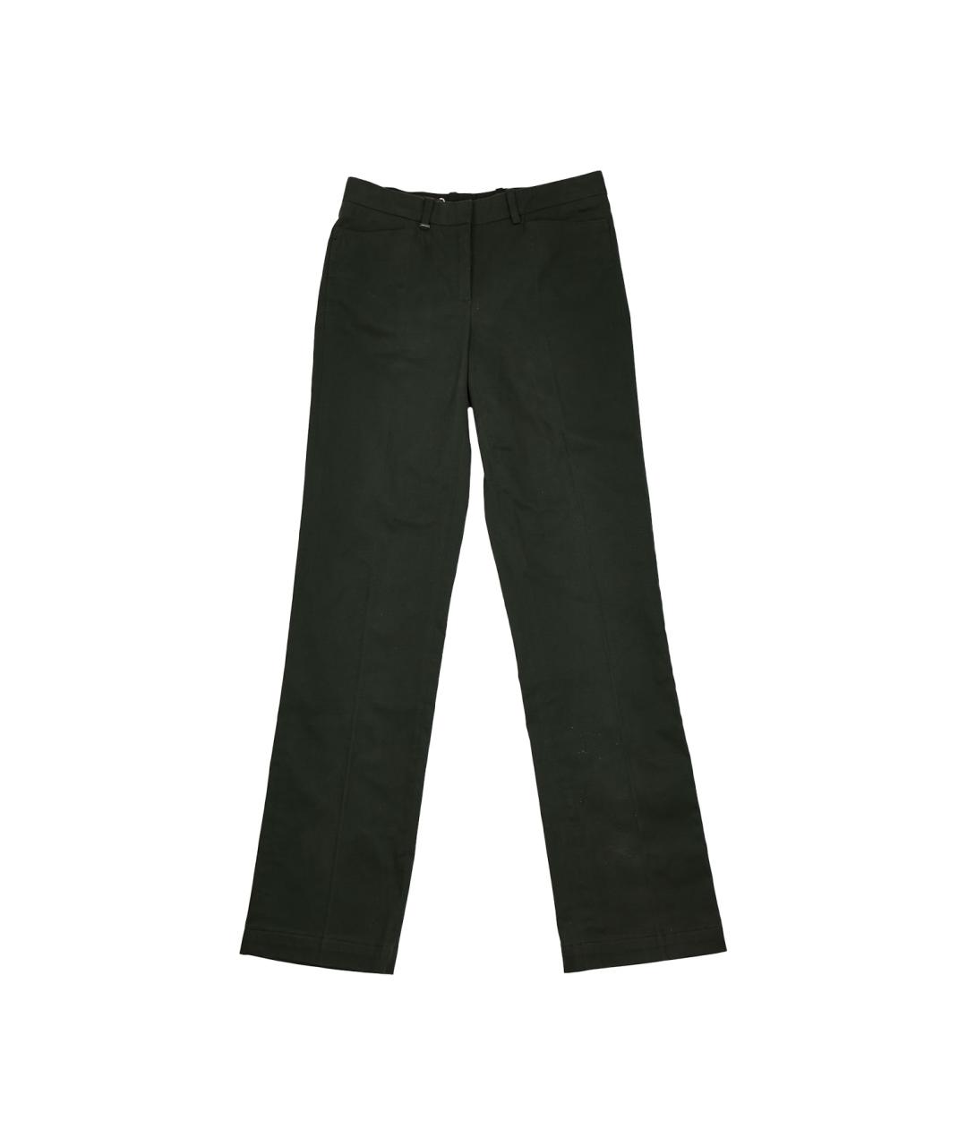 LORO PIANA Зеленые хлопко-эластановые прямые брюки, фото 1