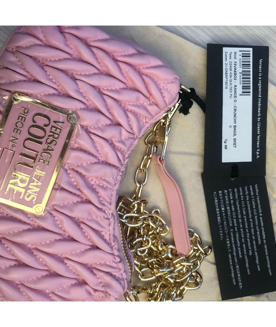 VERSACE JEANS COUTURE Розовая кожаная сумка через плечо, фото 4