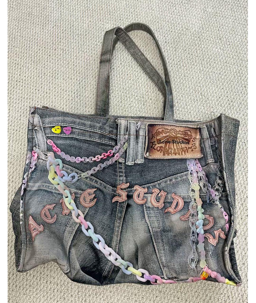 ACNE STUDIOS Синяя сумка с короткими ручками, фото 6