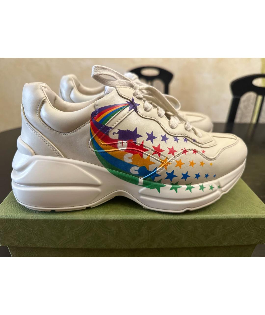 GUCCI Белые кожаные кроссовки, фото 9