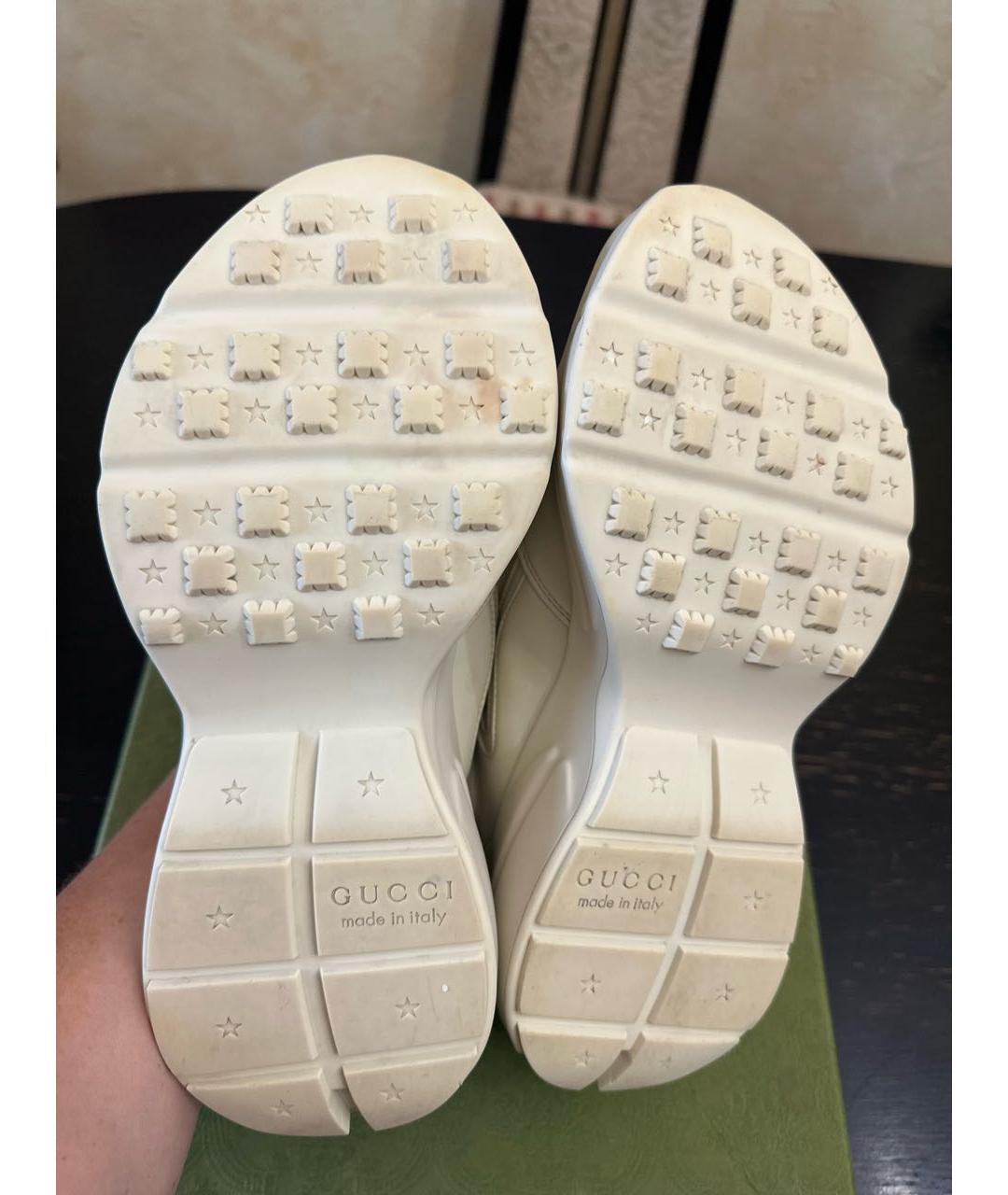 GUCCI Белые кожаные кроссовки, фото 7