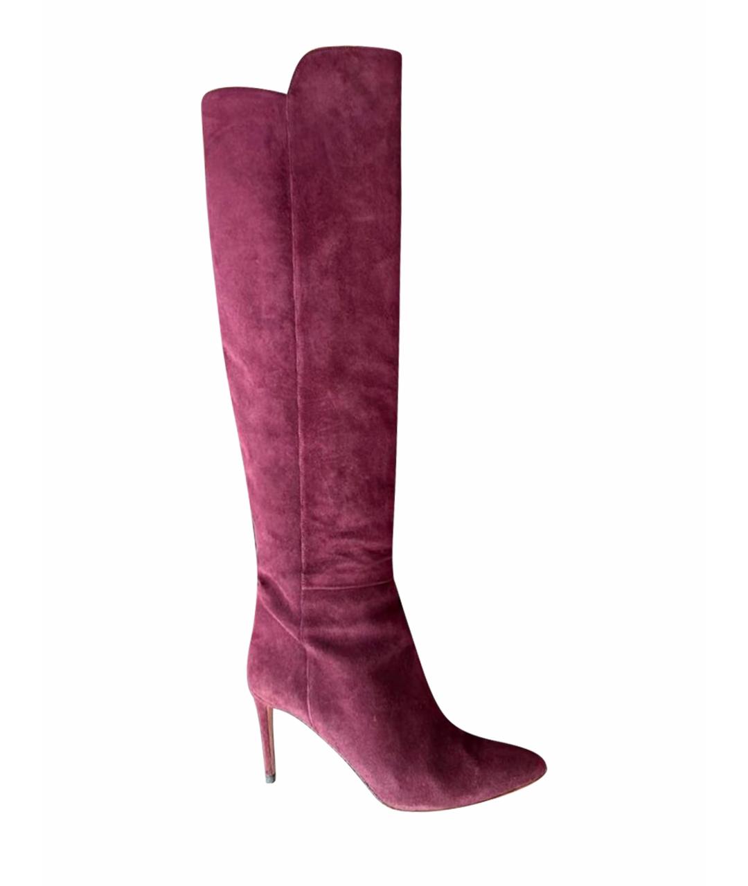 AQUAZZURA Бордовые замшевые ботфорты, фото 1