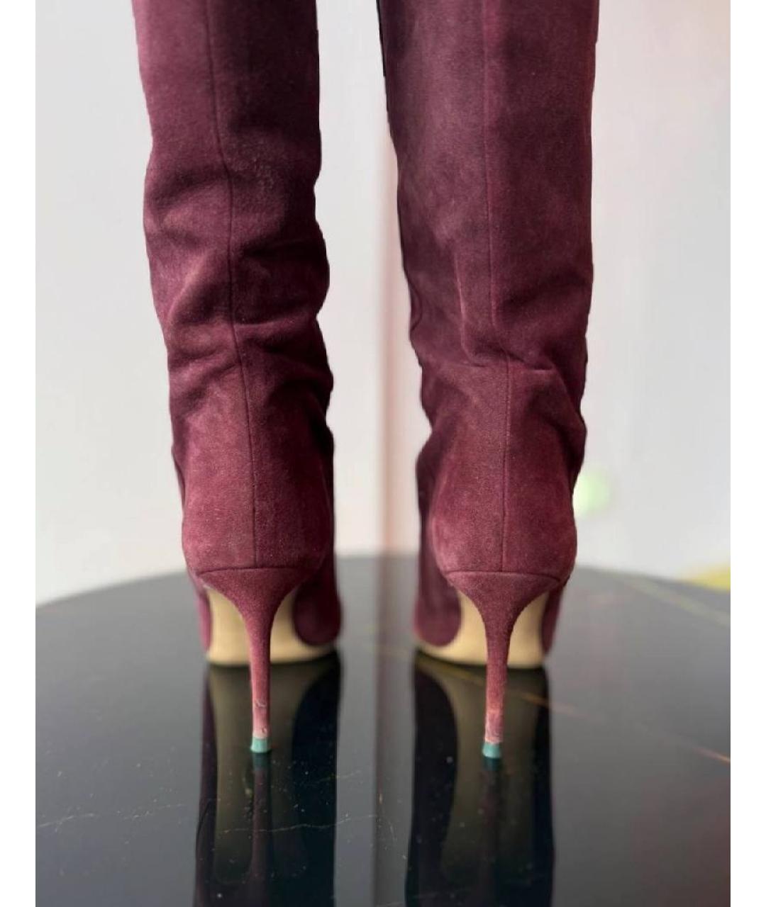 AQUAZZURA Бордовые замшевые ботфорты, фото 4
