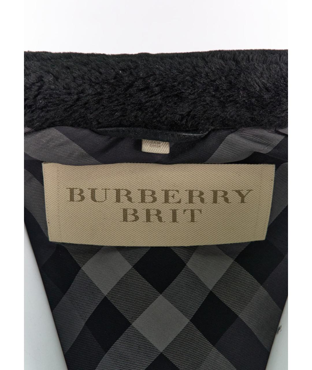 BURBERRY Черная кожаная дубленка, фото 3