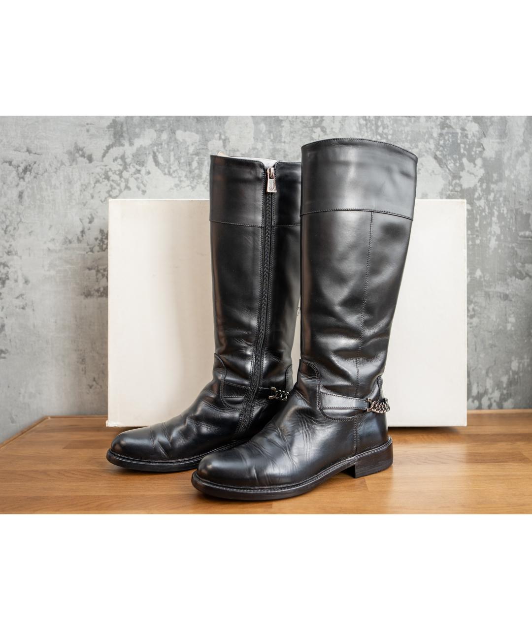 EMPORIO ARMANI Черные кожаные сапоги, фото 3